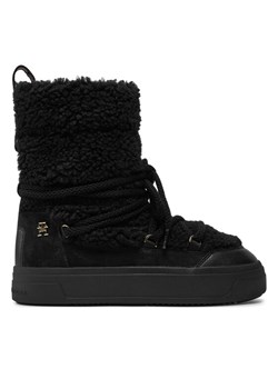 Tommy Hilfiger Śniegowce Lace-Up Faux Shearling Snowboot FW0FW08252 Czarny ze sklepu MODIVO w kategorii Śniegowce damskie - zdjęcie 181128920