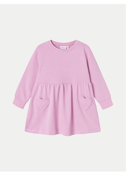 NAME IT Sukienka dzianinowa 13231933 Różowy Relaxed Fit ze sklepu MODIVO w kategorii Sukienki niemowlęce - zdjęcie 181129540