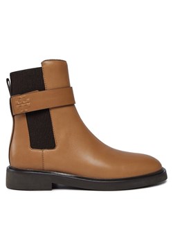 Tory Burch Sztyblety Double T Chelsea Boot 152831 Beżowy ze sklepu MODIVO w kategorii Botki - zdjęcie 181130441