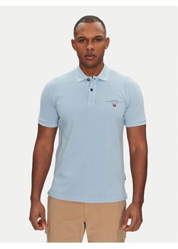 Napapijri Polo Elbas NP0A4GDL Błękitny Regular Fit ze sklepu MODIVO w kategorii T-shirty męskie - zdjęcie 181131170
