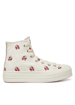 Converse Trampki Chuck Taylor All Star Lift Platform Rose Cross Stitch A13659C Biały ze sklepu MODIVO w kategorii Trampki damskie - zdjęcie 181131510