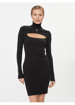 Calvin Klein Jeans Sukienka dzianinowa 2 In 1 Tight Ls Sweater Dress J20J222515 Czarny Slim Fit ze sklepu MODIVO w kategorii Sukienki - zdjęcie 181132444