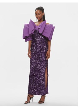 ROTATE Sukienka koktajlowa Sequins Bow 1115762073 Fioletowy Slim Fit ze sklepu MODIVO w kategorii Sukienki - zdjęcie 181135580