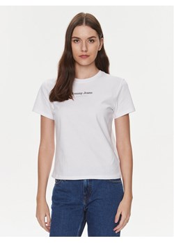Tommy Jeans T-Shirt Essential DW0DW17359 Biały Regular Fit ze sklepu MODIVO w kategorii Bluzki damskie - zdjęcie 181136862