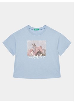 United Colors Of Benetton T-Shirt 3I1XC10HS Niebieski Regular Fit ze sklepu MODIVO w kategorii Bluzki dziewczęce - zdjęcie 181136880