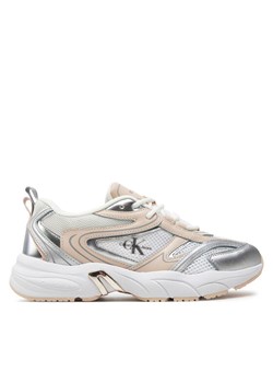 Calvin Klein Jeans Sneakersy Retro Tennis Low Lace Mh Ml Mr YW0YW01381 Biały ze sklepu MODIVO w kategorii Buty sportowe damskie - zdjęcie 181138351