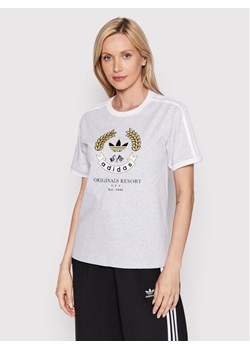 adidas T-Shirt Graphic HL6554 Szary Loose Fit ze sklepu MODIVO w kategorii Bluzki damskie - zdjęcie 181139612