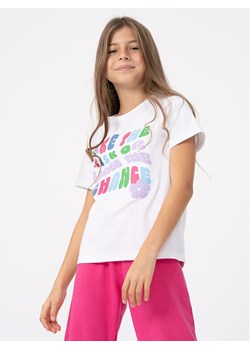 4F T-Shirt 4FJAW23TTSHF0826 Biały Regular Fit ze sklepu MODIVO w kategorii Bluzki dziewczęce - zdjęcie 181140521