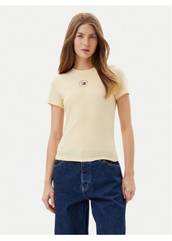 Tommy Jeans T-Shirt Essential DW0DW20316 Żółty Slim Fit ze sklepu MODIVO w kategorii Bluzki damskie - zdjęcie 181142300