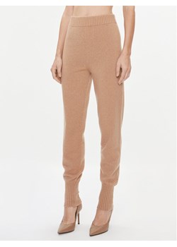 TWINSET Spodnie dzianinowe 232TT3201 Brązowy Regular Fit ze sklepu MODIVO w kategorii Spodnie damskie - zdjęcie 181143590