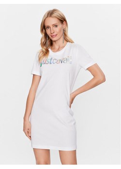 Just Cavalli Sukienka codzienna 74PBOG00 Biały Regular Fit ze sklepu MODIVO w kategorii Sukienki - zdjęcie 181144862