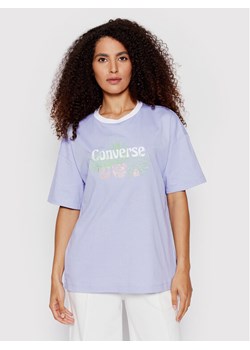 Converse T-Shirt 10023937-A04 Fioletowy Loose Fit ze sklepu MODIVO w kategorii Bluzki damskie - zdjęcie 181145692