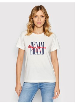 Pepe Jeans T-Shirt Camille PL505147 Biały Regular Fit ze sklepu MODIVO w kategorii Bluzki damskie - zdjęcie 181145882