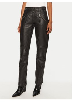 Munthe Spodnie skórzane 244141024408 Czarny Slim Fit ze sklepu MODIVO w kategorii Spodnie damskie - zdjęcie 181146233