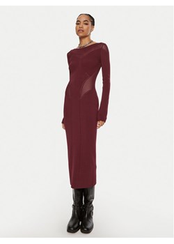 Patrizia Pepe Sukienka dzianinowa 8A1348 K195 M511 Bordowy Slim Fit ze sklepu MODIVO w kategorii Sukienki - zdjęcie 181146373