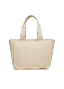 Calvin Klein Jeans Torebka Summer Canvas Tote LV04K3098G Beżowy ze sklepu MODIVO w kategorii Torby Shopper bag - zdjęcie 181148094