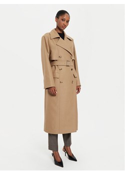 Boss Płaszcz wełniany Caspina 50518503 Beżowy Regular Fit - id: 0000304313134 - marki BOSS HUGO BOSS - 181149590 Boss Płaszcz wełniany Caspina 50518503 Beżowy Regular Fit ze sklepu MODIVO w kategorii Płaszcze damskie - zdjęcie 181149590