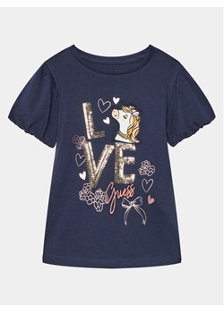 Guess T-Shirt K4RI16 K6YW4 Granatowy Regular Fit ze sklepu MODIVO w kategorii Bluzki dziewczęce - zdjęcie 181150292