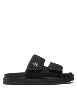 Calvin Klein Jeans Klapki Double Bar Sandal Mtl YM0YM01020 Czarny ze sklepu MODIVO w kategorii Klapki męskie - zdjęcie 181150412
