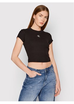 Calvin Klein Jeans T-Shirt J20J218337 Czarny Slim Fit ze sklepu MODIVO w kategorii Bluzki damskie - zdjęcie 181151480