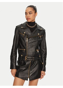 Just Cavalli Kurtka skórzana 77PAVP08 Czarny Loose Fit ze sklepu MODIVO w kategorii Kurtki damskie - zdjęcie 181152221
