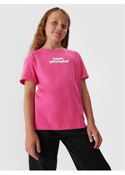 4F T-Shirt 4FJAW23TTSHF0825 Różowy Regular Fit ze sklepu MODIVO w kategorii Bluzki dziewczęce - zdjęcie 181153014