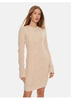 Guess Sukienka dzianinowa Serena W4BK17 Z3HW0 Beżowy Regular Fit ze sklepu MODIVO w kategorii Sukienki - zdjęcie 181153222