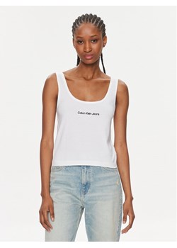 Calvin Klein Jeans Top Institutional J20J221064 Biały Slim Fit ze sklepu MODIVO w kategorii Bluzki damskie - zdjęcie 181153310