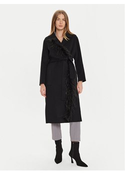 TWINSET Płaszcz wełniany 242TP2065 Czarny Regular Fit ze sklepu MODIVO w kategorii Płaszcze damskie - zdjęcie 181155533