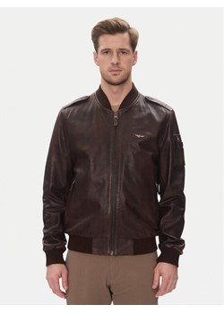 Aeronautica Militare Kurtka skórzana 251PN5044PL266 Brązowy Regular Fit ze sklepu MODIVO w kategorii Kurtki męskie - zdjęcie 181155632
