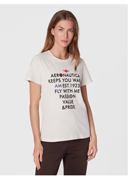 Aeronautica Militare T-Shirt 222TS2037DJ496 Beżowy Regular Fit ze sklepu MODIVO w kategorii Bluzki damskie - zdjęcie 181156451