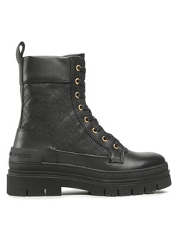 Tommy Hilfiger Trapery Lace Up Zip Boot Monogram FW0FW06849 Czarny ze sklepu MODIVO w kategorii Workery damskie - zdjęcie 181158691