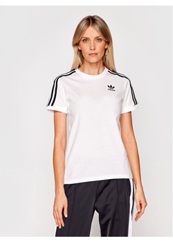 adidas T-Shirt adicolor Classics 3-Stripes GN2913 Biały Regular Fit ze sklepu MODIVO w kategorii Bluzki damskie - zdjęcie 181159541