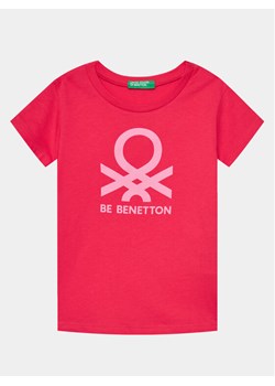 United Colors Of Benetton T-Shirt 3096G10D7 Różowy Regular Fit ze sklepu MODIVO w kategorii Bluzki dziewczęce - zdjęcie 181162363