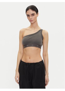 adidas Top Ribbed JC7558 Szary Slim Fit ze sklepu MODIVO w kategorii Bluzki damskie - zdjęcie 181164014
