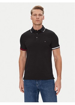 Tommy Hilfiger Polo Flag Cuff MW0MW38458 Czarny Slim Fit ze sklepu MODIVO w kategorii T-shirty męskie - zdjęcie 181164083