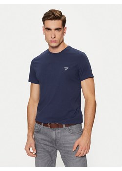 Guess T-Shirt Caleb U97M00 KCD31 Granatowy Slim Fit ze sklepu MODIVO w kategorii T-shirty męskie - zdjęcie 181165130
