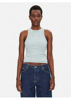 Calvin Klein Jeans Top Monologo J20J225301 Niebieski Slim Fit ze sklepu MODIVO w kategorii Bluzki damskie - zdjęcie 181165294
