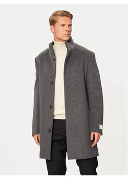 Calvin Klein Płaszcz wełniany K10K113665 Szary Slim Fit ze sklepu MODIVO w kategorii Płaszcze męskie - zdjęcie 181165560