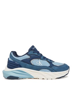 Calvin Klein Jeans Sneakersy Low Cut Lace-Up V3X9-83007-1757 Niebieski ze sklepu MODIVO w kategorii Buty sportowe dziecięce - zdjęcie 181166402