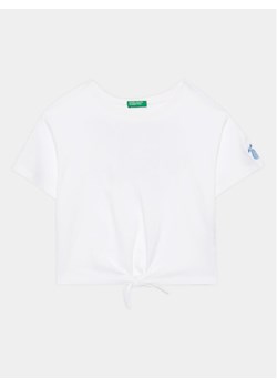 United Colors Of Benetton T-Shirt 3096C10BU Biały Regular Fit ze sklepu MODIVO w kategorii Bluzki dziewczęce - zdjęcie 181167274