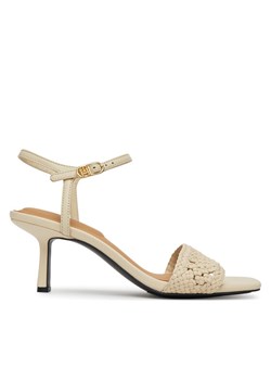 Tommy Hilfiger Sandały Crochet Lthr Kitten Sandal FW0FW08587 Beżowy ze sklepu MODIVO w kategorii Sandały damskie - zdjęcie 181170560