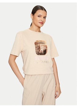 Guess T-Shirt Ines V4YI07 I3Z14 Beżowy Regular Fit ze sklepu MODIVO w kategorii Bluzki damskie - zdjęcie 181171704