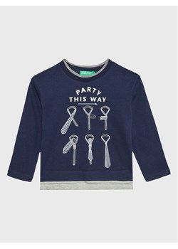 United Colors Of Benetton Bluzka 3ATNG104F Granatowy Regular Fit ze sklepu MODIVO w kategorii T-shirty chłopięce - zdjęcie 181171893