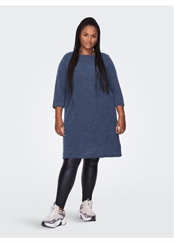 ONLY Carmakoma Sukienka dzianinowa 15196520 Granatowy Loose Fit ze sklepu MODIVO w kategorii Sukienki - zdjęcie 181172300