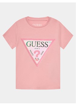 Guess T-Shirt K4RI31 K6YW1 Różowy Regular Fit ze sklepu MODIVO w kategorii Bluzki dziewczęce - zdjęcie 181176604