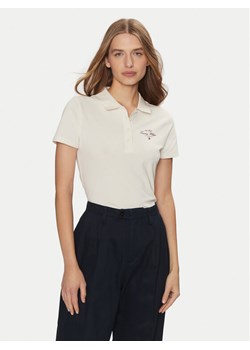 Tommy Hilfiger Polo WW0WW43930 Beżowy Slim Fit ze sklepu MODIVO w kategorii Bluzki damskie - zdjęcie 181176963