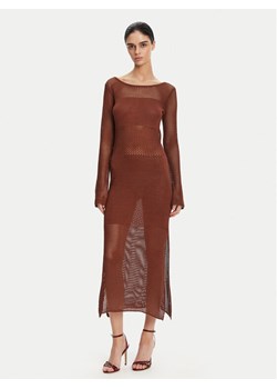 Fracomina Sukienka dzianinowa FS25SD5004K514O7 Brązowy Slim Fit ze sklepu MODIVO w kategorii Sukienki - zdjęcie 181178324