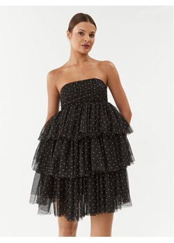 ROTATE Sukienka koktajlowa Mesh Mini Ruffle 111032100 Czarny Regular Fit ze sklepu MODIVO w kategorii Sukienki - zdjęcie 181179204