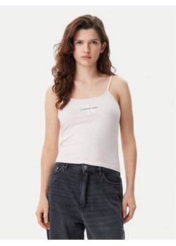 Calvin Klein Jeans Top Monologo J20J223105 Różowy Slim Fit ze sklepu MODIVO w kategorii Bluzki damskie - zdjęcie 181179863